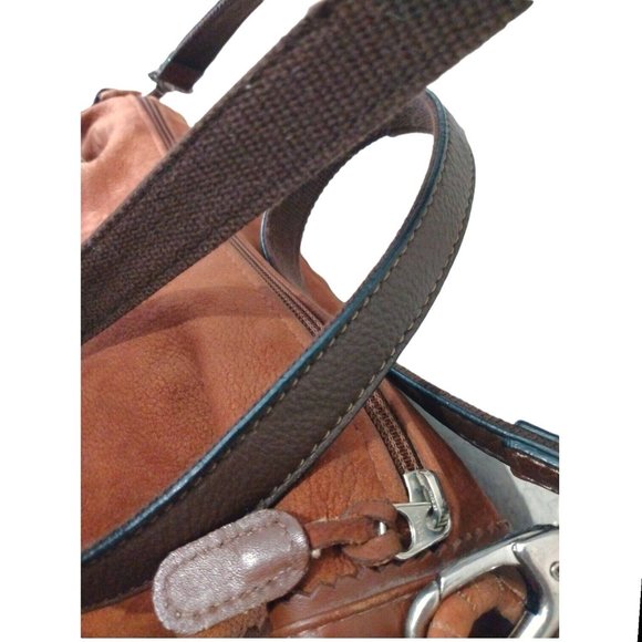 John Cole Womens Brown Suede Full Grain Leather Hobo Western Saddle Bag Purse - Picture 9 of 12